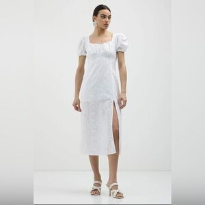 White Midi Dress 100% cotton size Large